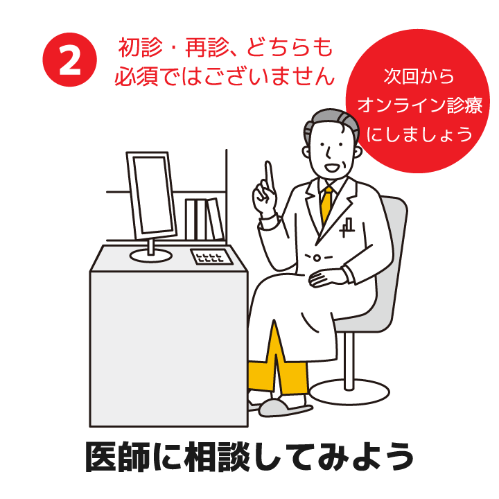 医師に相談してみよう（初診・再診、どちらも必須ではございません）