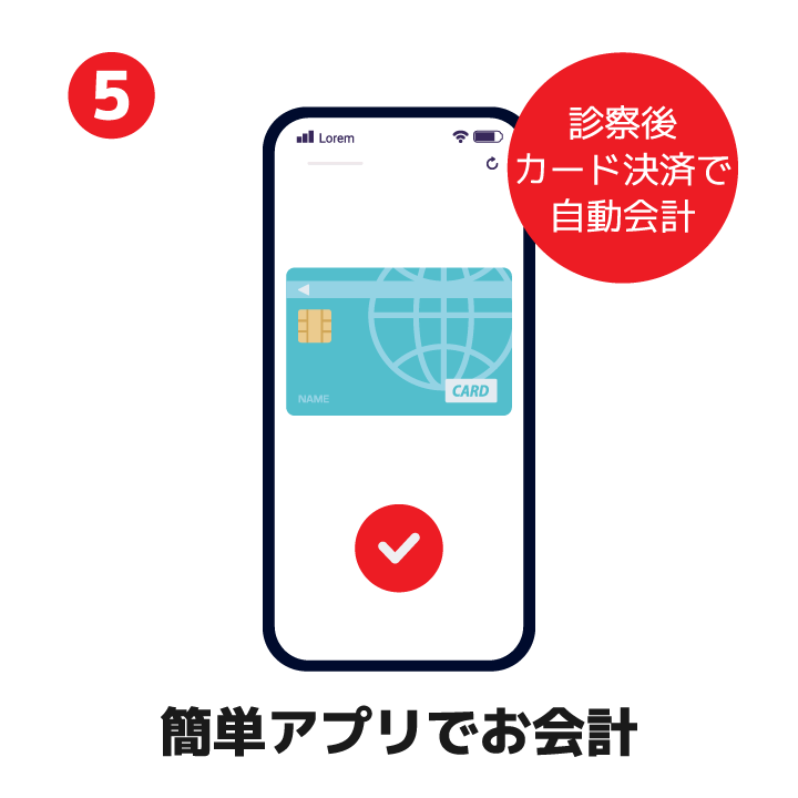 簡単アプリでお会計、診察後カード決済で自動会計